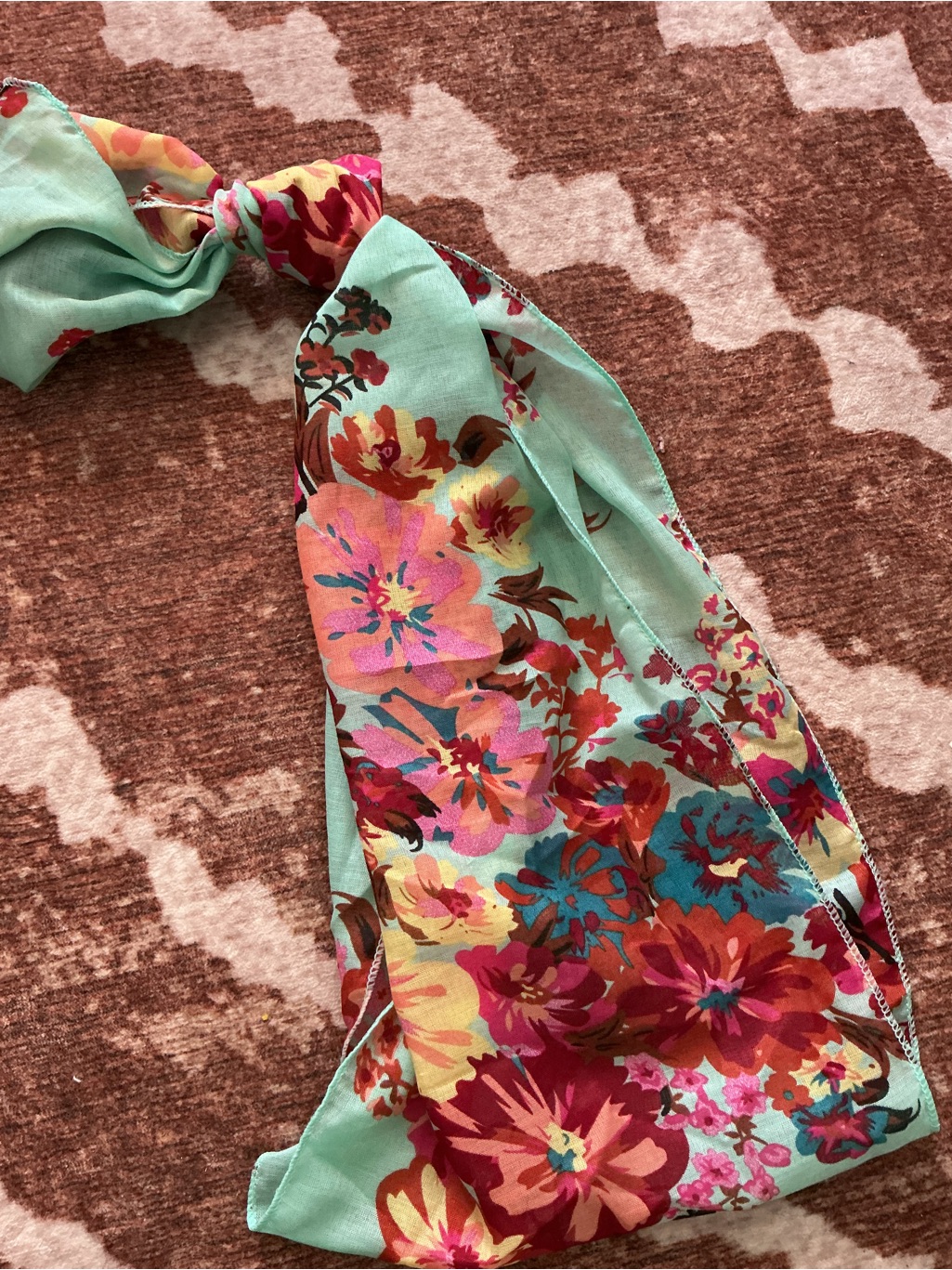Floral Print Mint And Coral Women’s Scarf